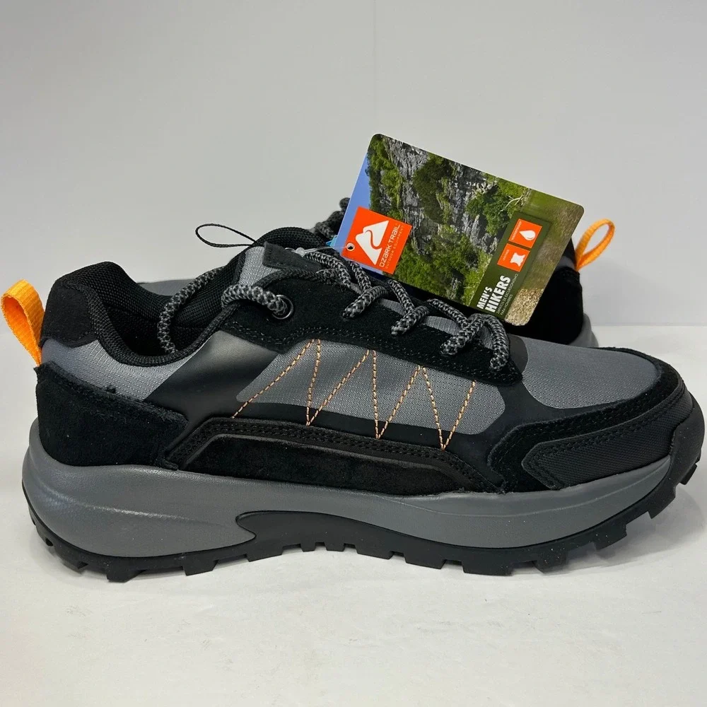Ozark Trail Mens Hike Low Waterproof Hiking Shoes Black Grey Men's Size‎ 7 New